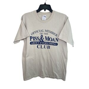 Gildan Ultra‎ Cotton Heavyweight Graphic T-Shirt Tan Funny Slogan Men's M